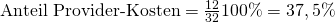 \text {Anteil Provider-Kosten} = \frac {\text{12}}{\text{32}}100\% = 37,5\%